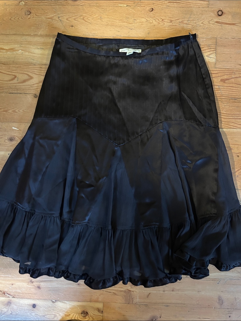 Banana Republic Black Satin Circle Skirt with Ruffle Hem